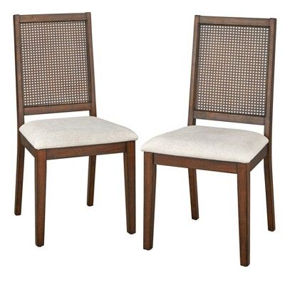 Set of 2 Westbury Cane Style Back Dining Chairs Mocha Red - Buylateral | Target