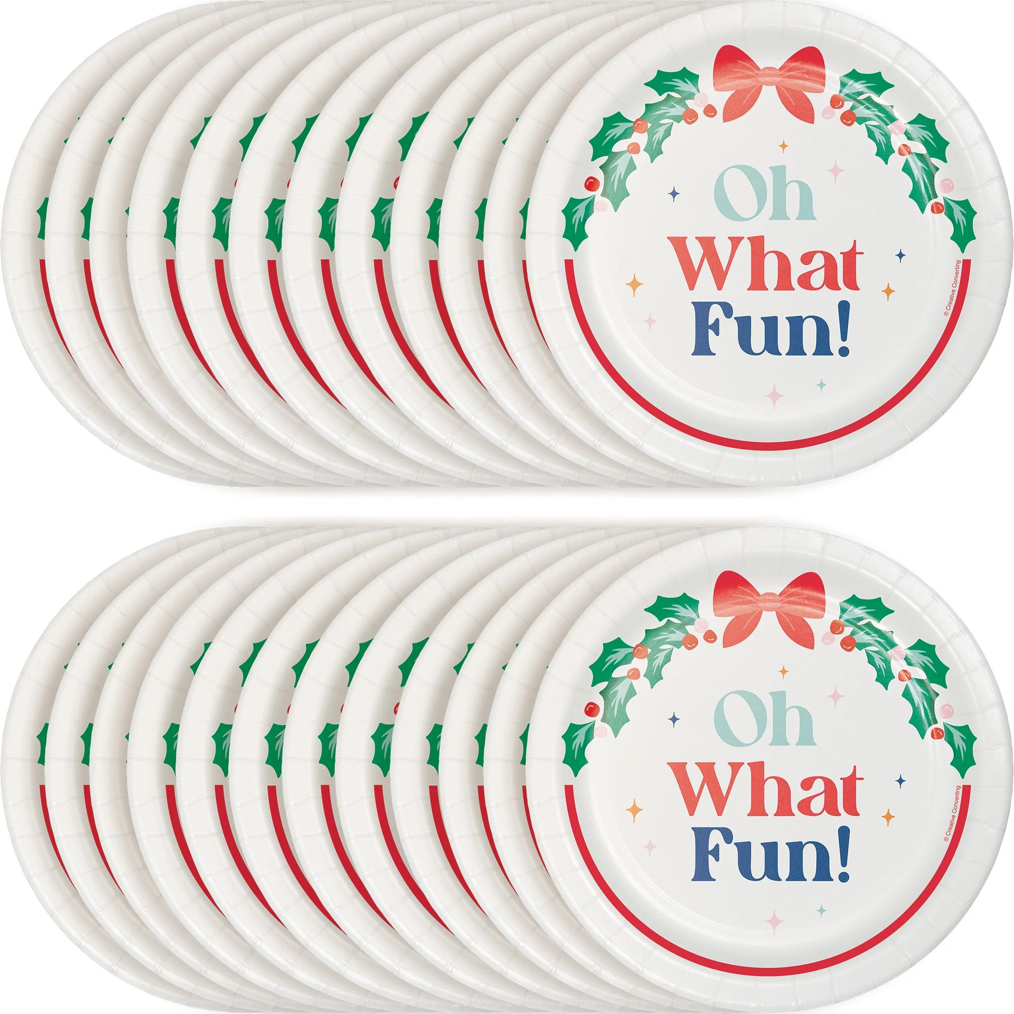 Oh What Fun Christmas Disposable Paper Plates, 7", Multicolor, 24 Count, by Holiday Time | Walmart (US)