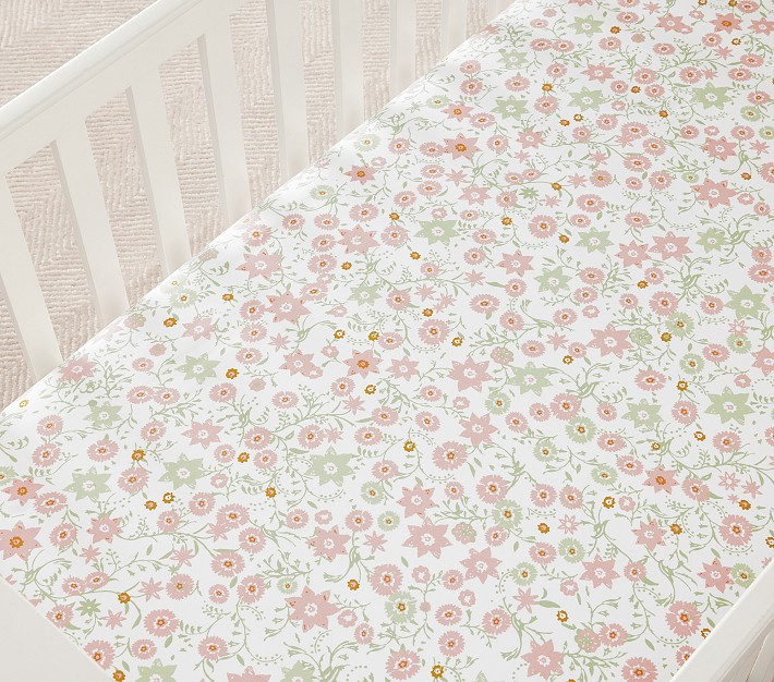 Julia Berolzheimer Floral Organic Crib Fitted Sheet | Pottery Barn Kids