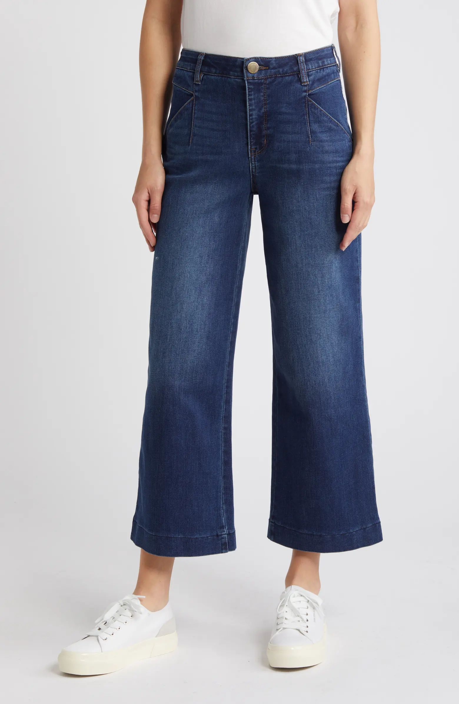 'Ab'Solution Skyrise V-Pocket Ankle Wide Leg Jeans | Nordstrom