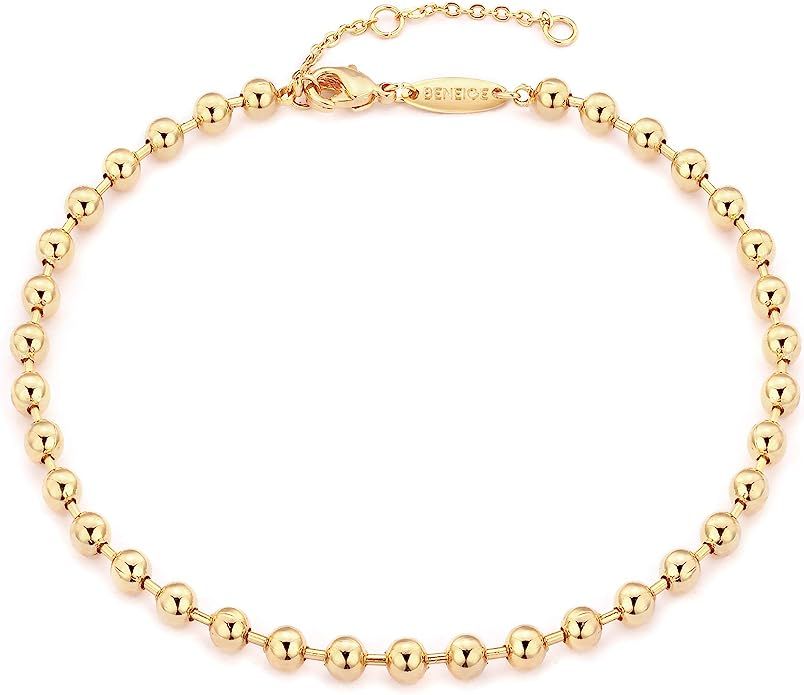 BENEIGE Dainty Gold Evil Eye Bracelet,14K Gold Plated Cute 3 Layered Satellite Beaded Pearls Tiny... | Amazon (US)