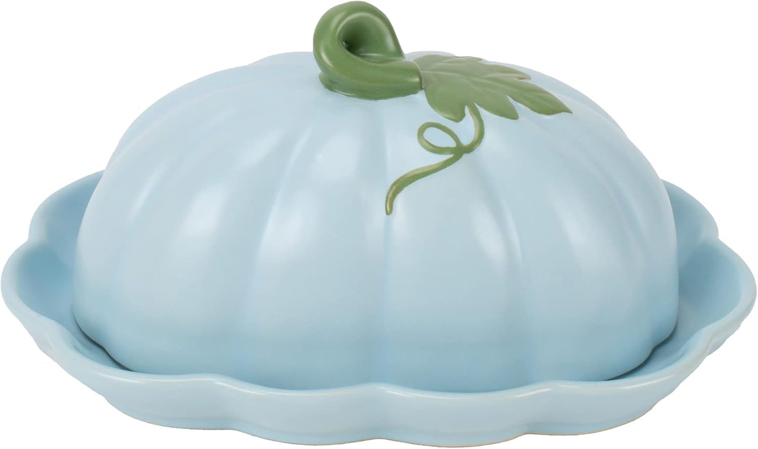 Nat & Jules Pumpkin Shaped 8 x 6 Inch Ceramic Scalloped Covered Lid Butter Dish: Perfect for deco... | Amazon (US)