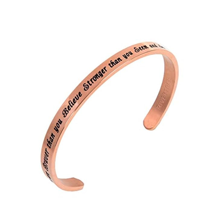 Rose Gold Cuff Bracelet Engraved She believed she could so she did - Stainless Steel Inspirational B | Amazon (US)