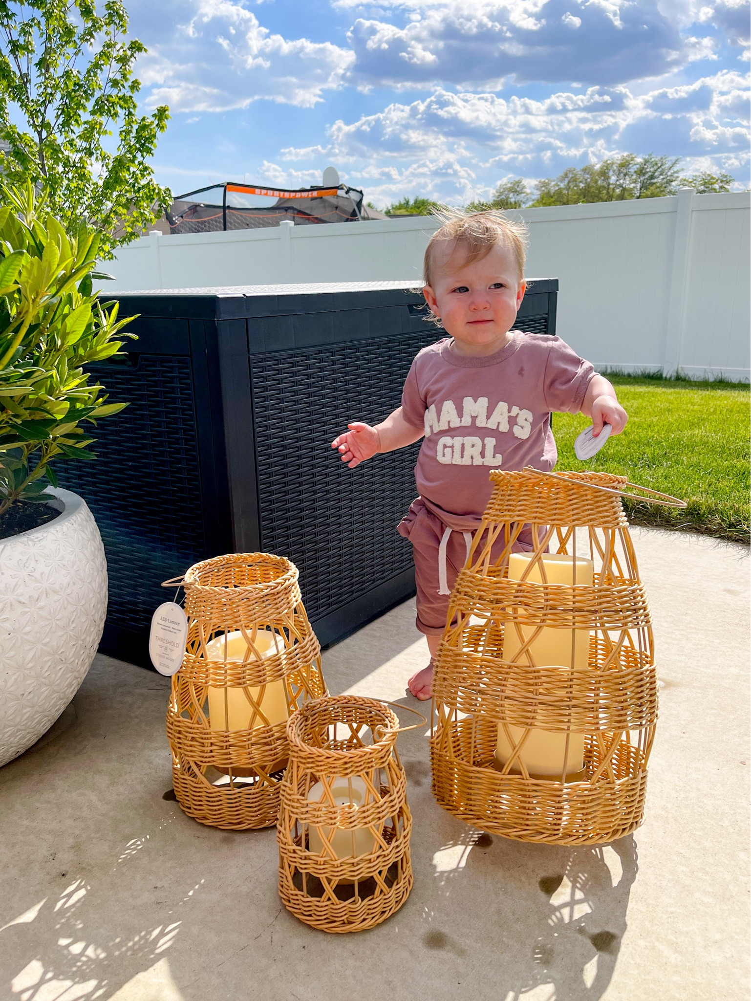 Mamas girl baby outfit fits tts and is adorable! Outfit is soft and easy to put on and take off. Baby outfit comes in lots of colors. Studio McGee outdoor lanterns in 3 sizes. Lanterns are battery operated and turn on every night at the same time for 5 hours. They are currently on sale! 

#LTKBaby #LTKHome #LTKSaleAlert