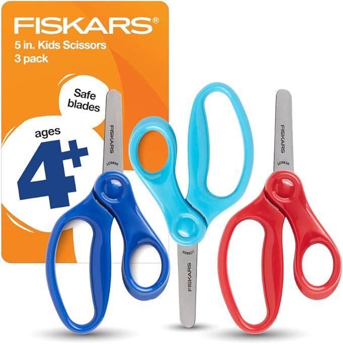 Fiskars 5" Blunt-Tip Scissors for Kids Ages 4-7 (3-Pack) - Scissors for School or Crafting - Back... | Amazon (US)