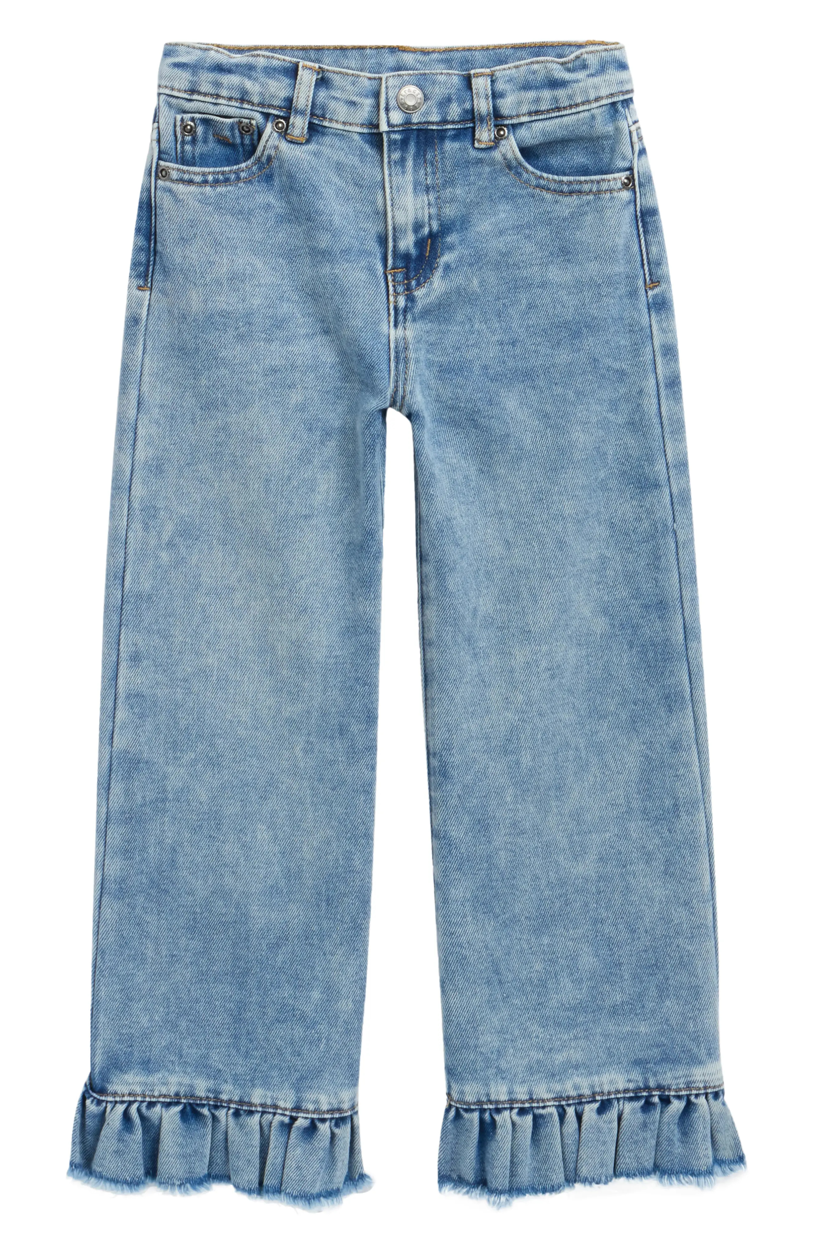 Kids' Ruffle Hem Wide Leg Jeans (Women) | Nordstrom | Nordstrom