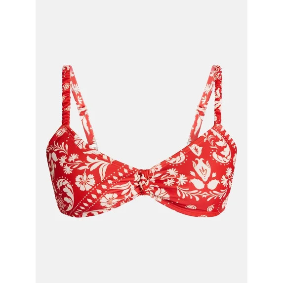 Time and Tru Women's and Women's Plus Knot Front Bralette Bikini Top, Sizes XS-3X | Walmart (US)