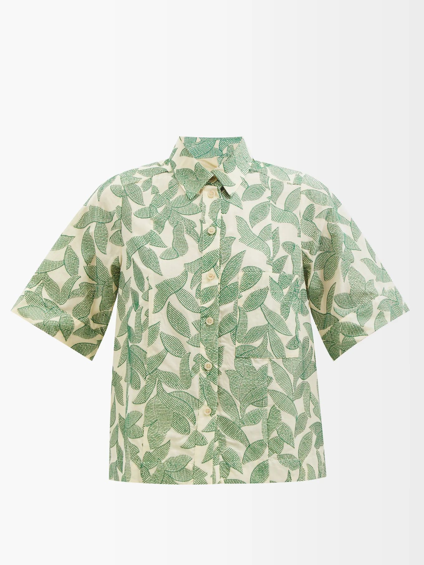 Virginia leaf-embroidered cotton shirt | Three Graces London | Matches (US)