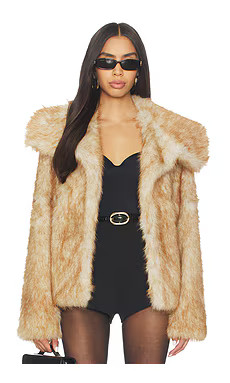 Lovers and Friends Elsa Faux Fur Jacket in Soft Brown from Revolve.com | Revolve Clothing (Global)