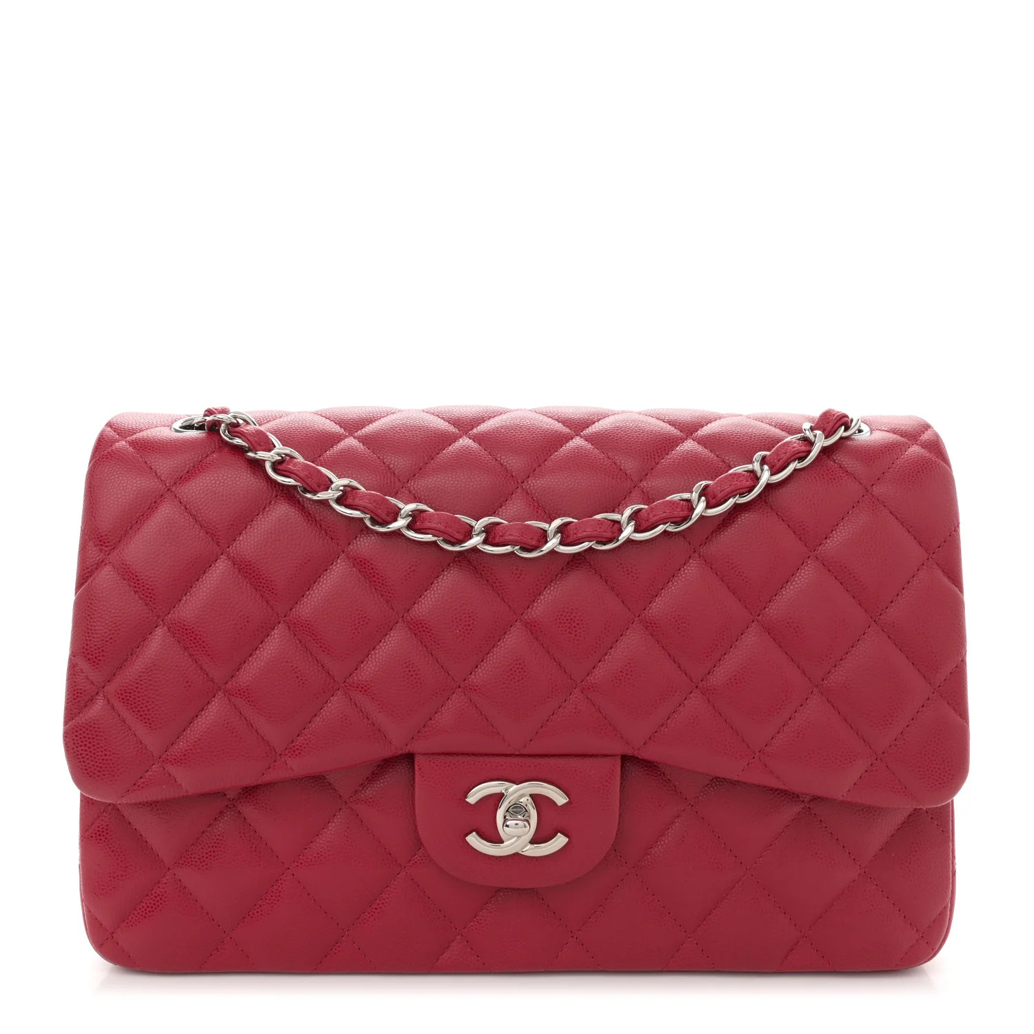 Caviar Quilted Jumbo Double Flap Dark Pink | FASHIONPHILE (US)