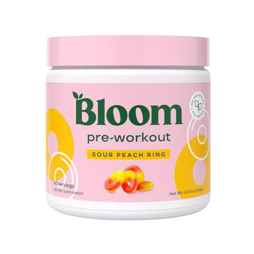 Bloom Nutrition Original Pre Workout Powder, Amino Energy w/Beta Alanine, 85mg Natural Caffeine from Green Tea Extract, Sugar Free, Keto Friendly Drink Mix for Low Intensity Workouts, Sour Peach Ring | Amazon (US)