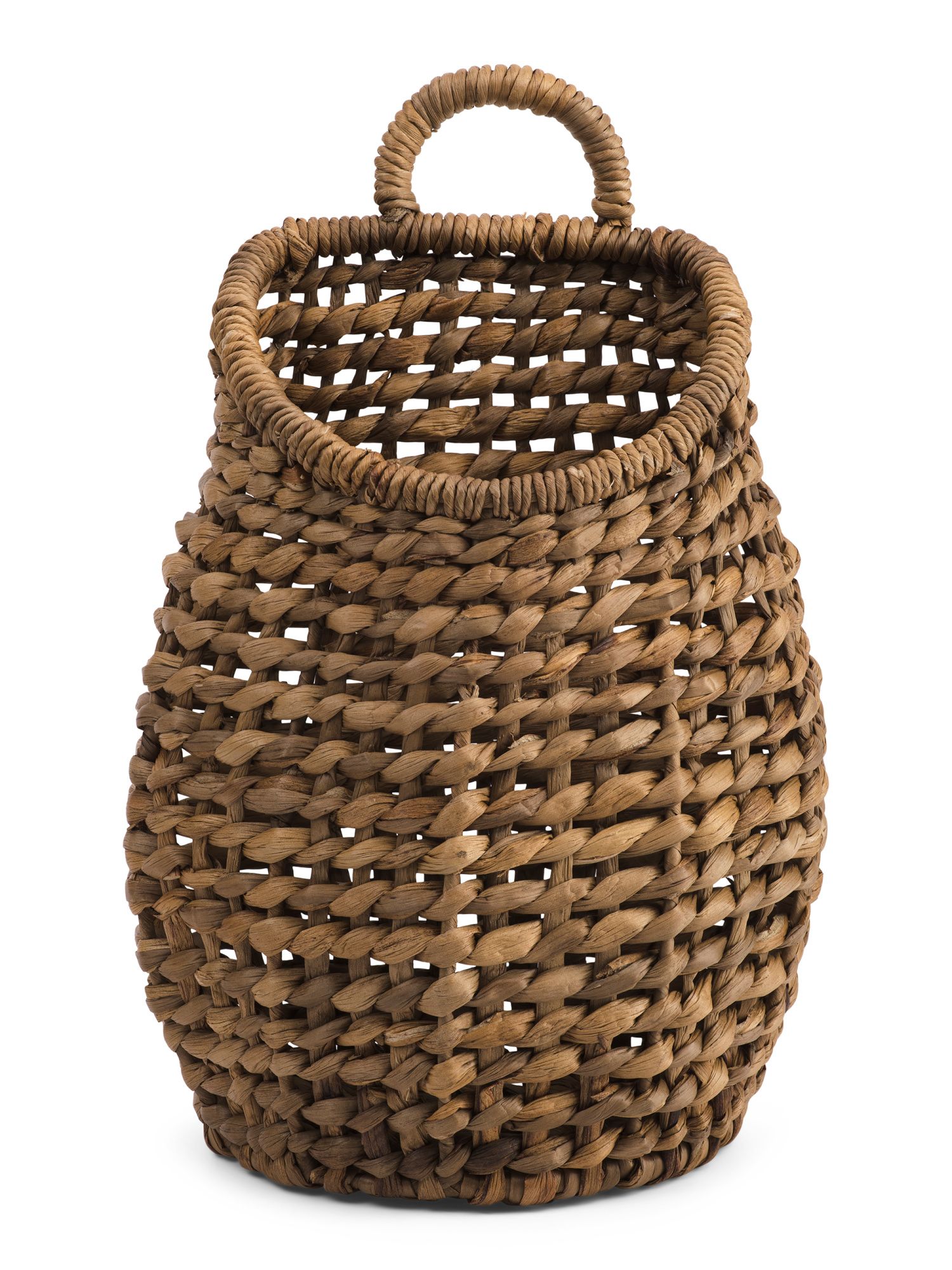 Water Hyacinth Open Weave Belly Basket | TJ Maxx