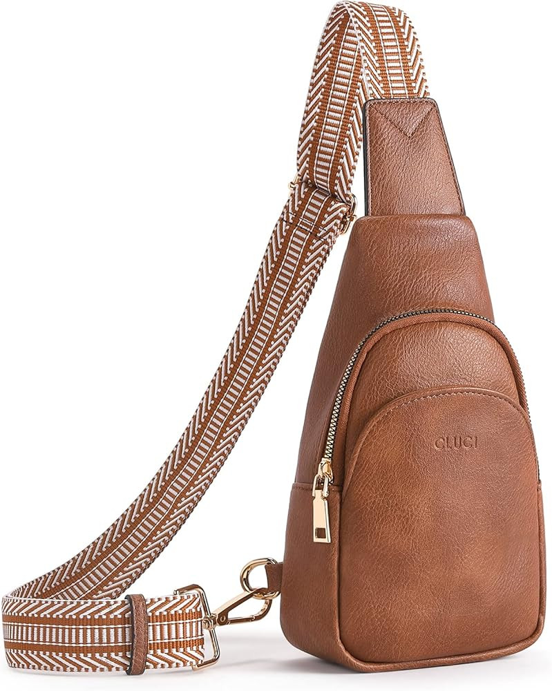 CLUCI Small Sling Bag for Women Crossbody, Faux Leather Trendy Waist Packs with Guitar Strap, Women' | Amazon (US)