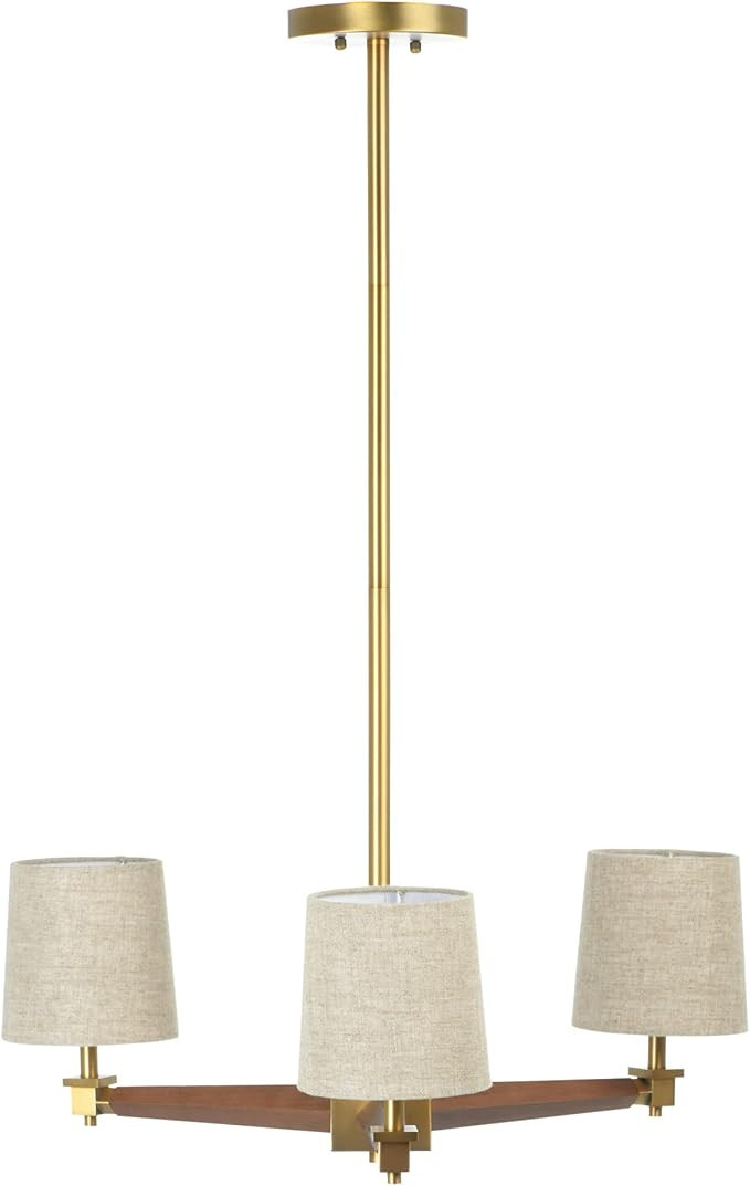 Creative Co-Op 27.5 Inch Brushed Gold and Wood Pendant | Amazon (US)