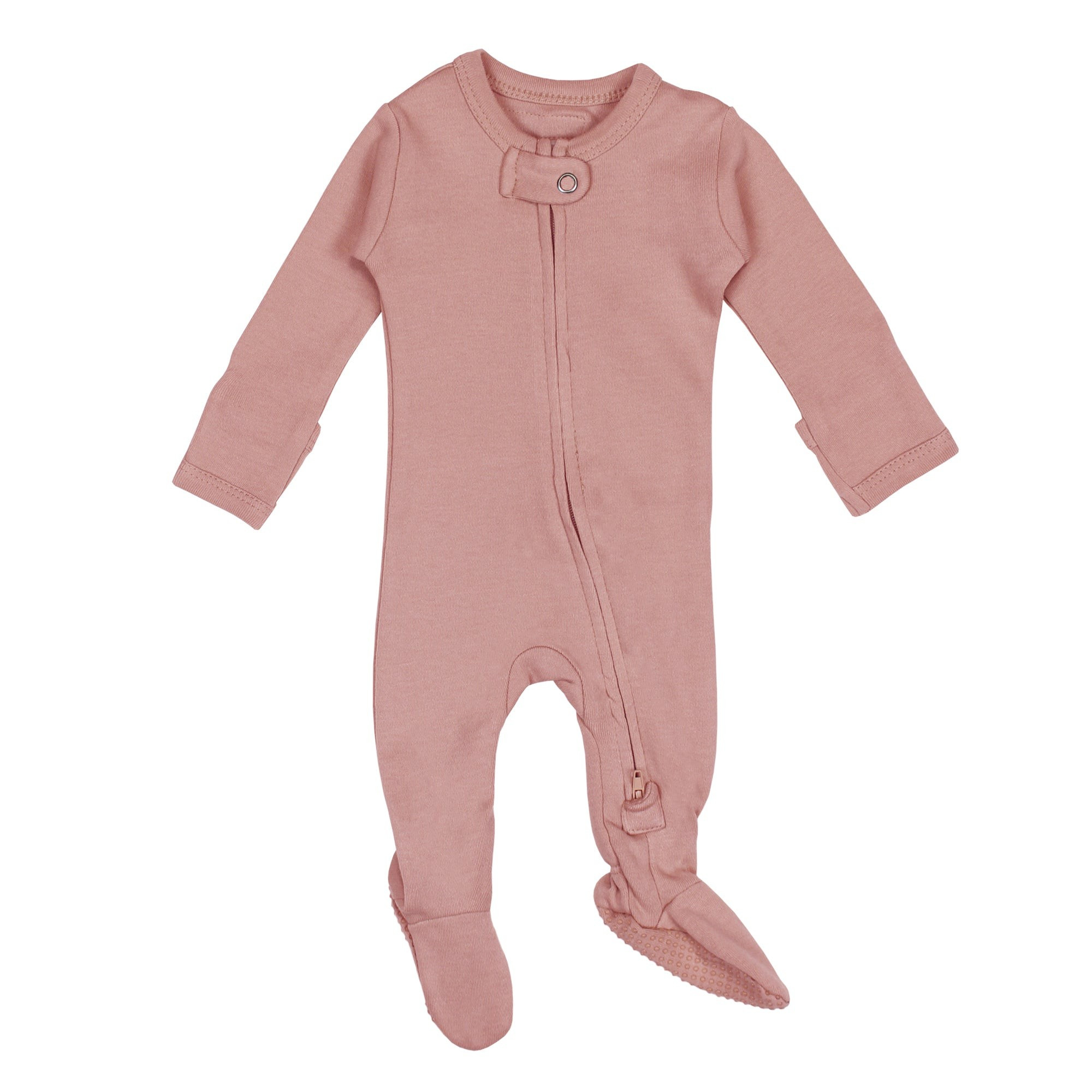 Organic Zipper Footie in Mauve | L'ovedbaby