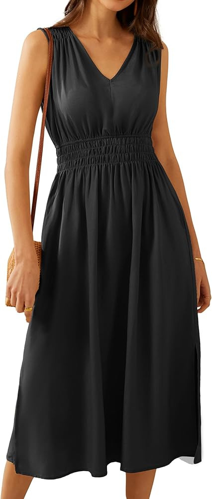 GRACE KARIN Womens Cotton Linen Loose Long Tank Dress Summer Casual Sleeveless V Neck Beach Flowy... | Amazon (US)