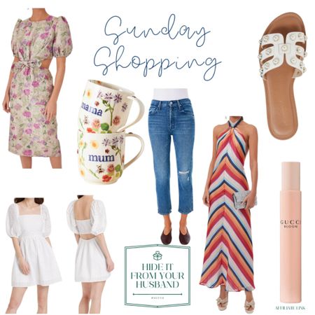 Sunday Shopping… A fave scent, new sandals (multiple colors but I have a thing for pearls), two patterned dresses and some jeans on major sale, an eyelet dress under $30, and some mugs for my MIL that I will plant a small succulent in ❤️

#LTKsalealert #LTKunder50 #LTKFind
