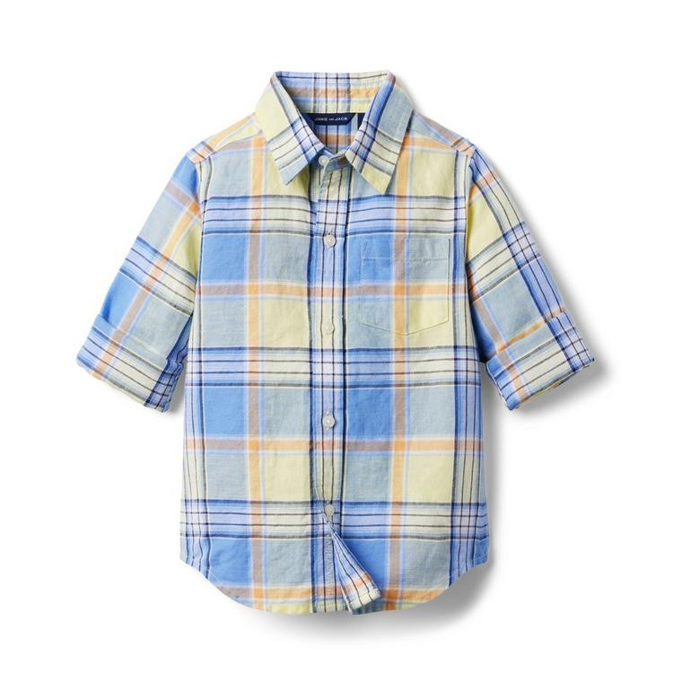 Plaid Linen Roll-Cuff Shirt | Janie and Jack