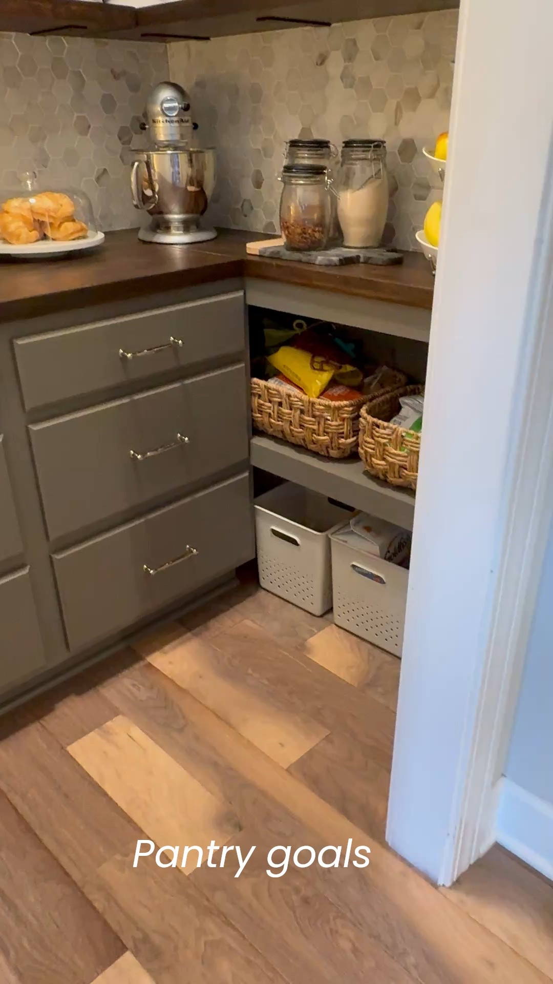 Pantry remodel 
Pantry storage ideas and organization 

Paint color: SW Gauntlet Gray 

#LTKHome #LTKStyleTip #LTKFamily
