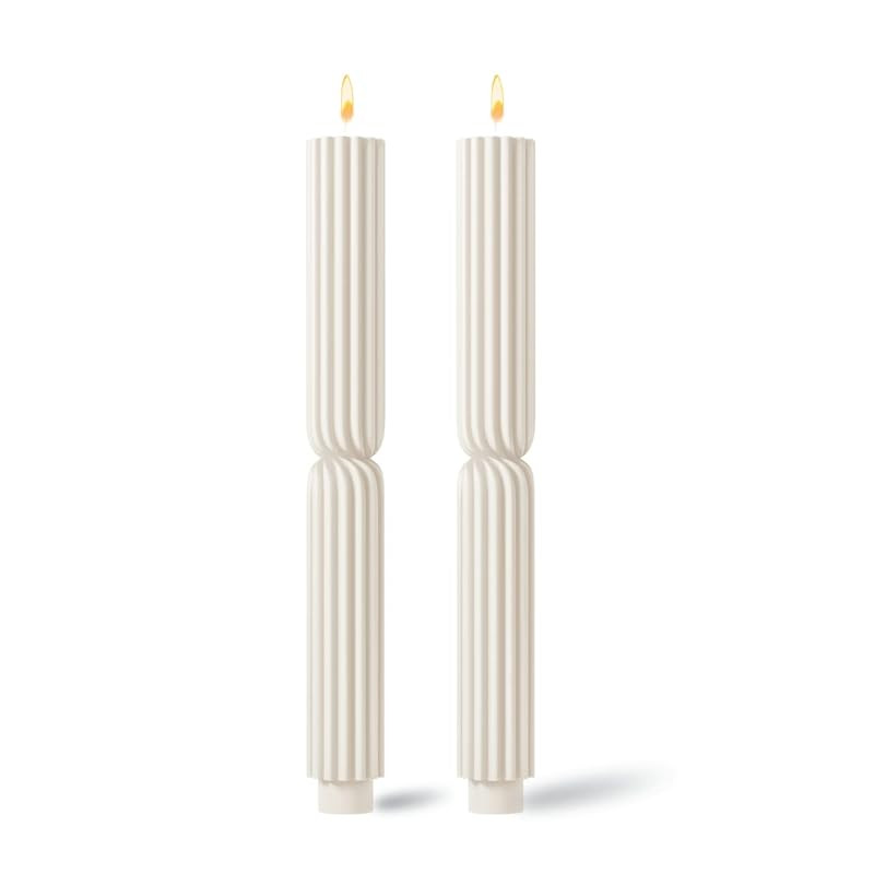 Stripe Taper Candles - White Candlesticks - Tall Aesthetic Decorative Candles - Spiral Unique Twi... | Amazon (US)