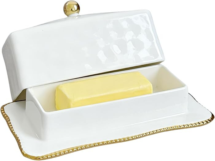 HAN SHENG Ceramic Butter Dish with Lid - Airtight Keeper Countertop Storage Container, Fits East ... | Amazon (US)