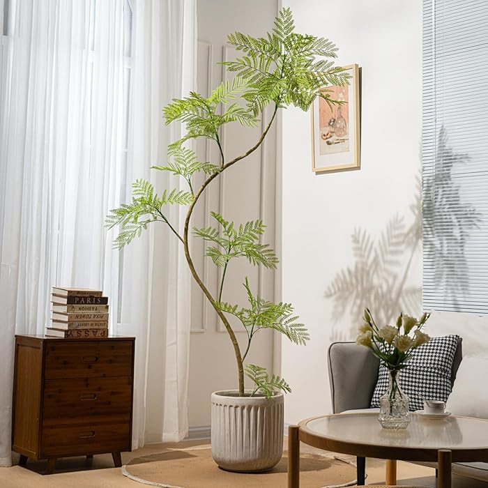 7.9FT Artificial Tree Fake Jacaranda Tree,Faux Tall Tree Lifelike Green Leaves Large Plants Indoo... | Amazon (US)