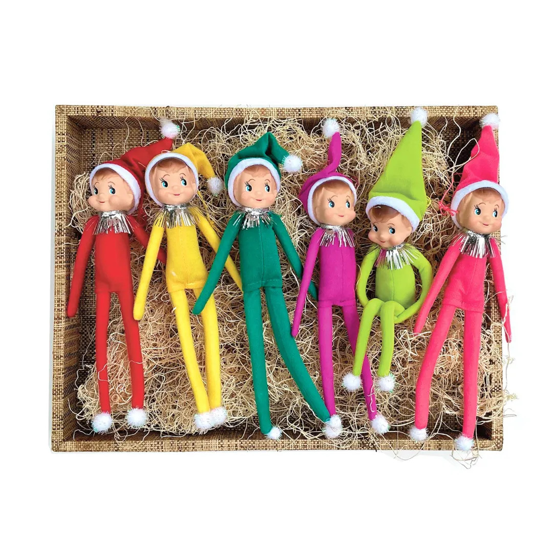 Retro Christmas Elves (sold Singly), Pixie Elf Knee Hugger Ornament in Rainbow Colors - Etsy | Etsy (US)