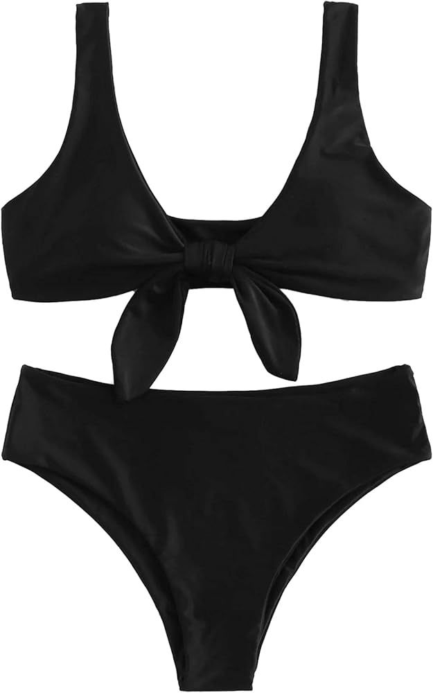 Women's Sexy Bikini Swimsuit Tie Knot Front Swimwear Set | Amazon (US)