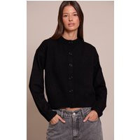 Black Crew Neck Knit Cardigan Sweater | PrettyLittleThing US