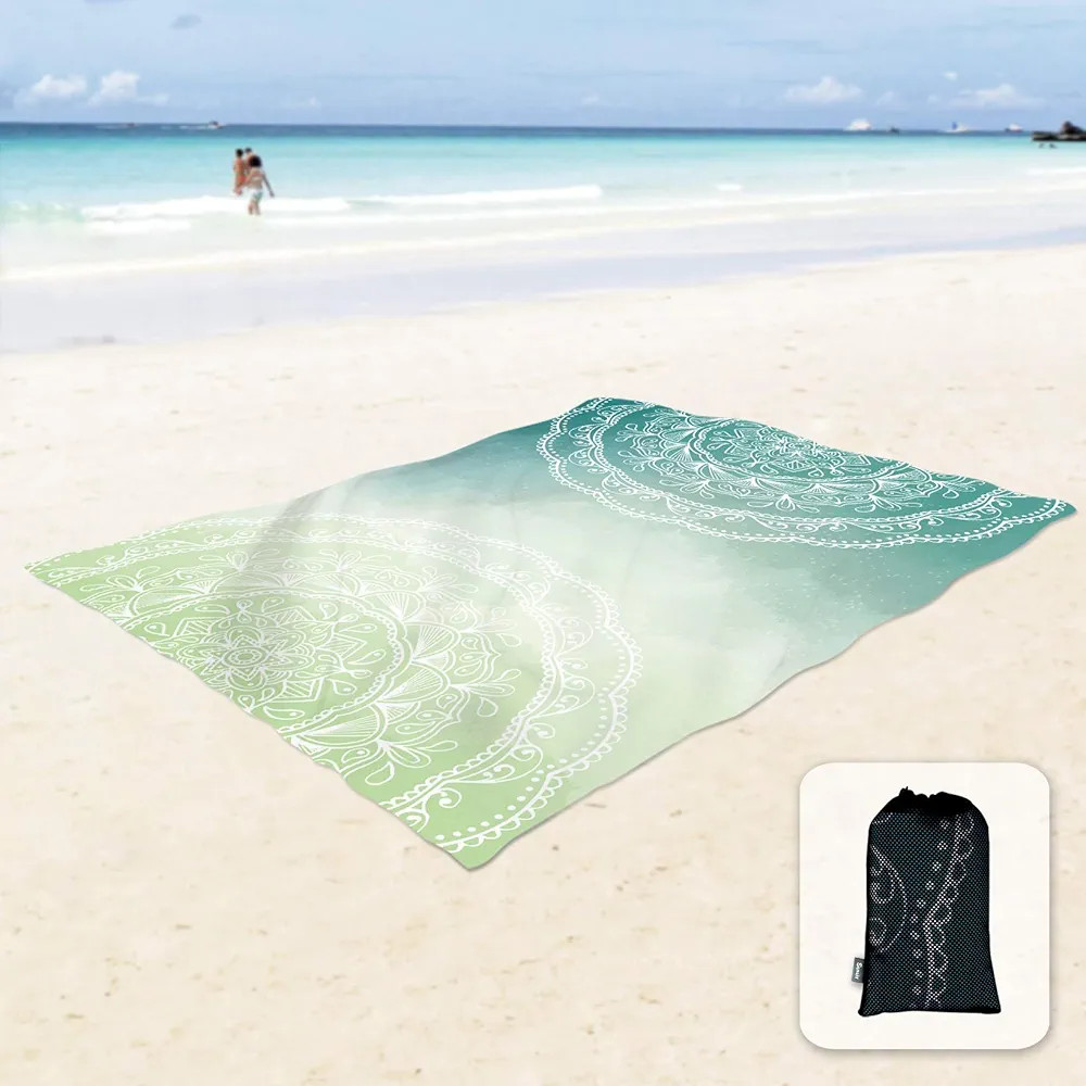 Sunlit Silky Soft 106"x81" Boho Sand Proof Beach Blanket Sand Proof Mat with Corner Pockets and M... | Amazon (US)