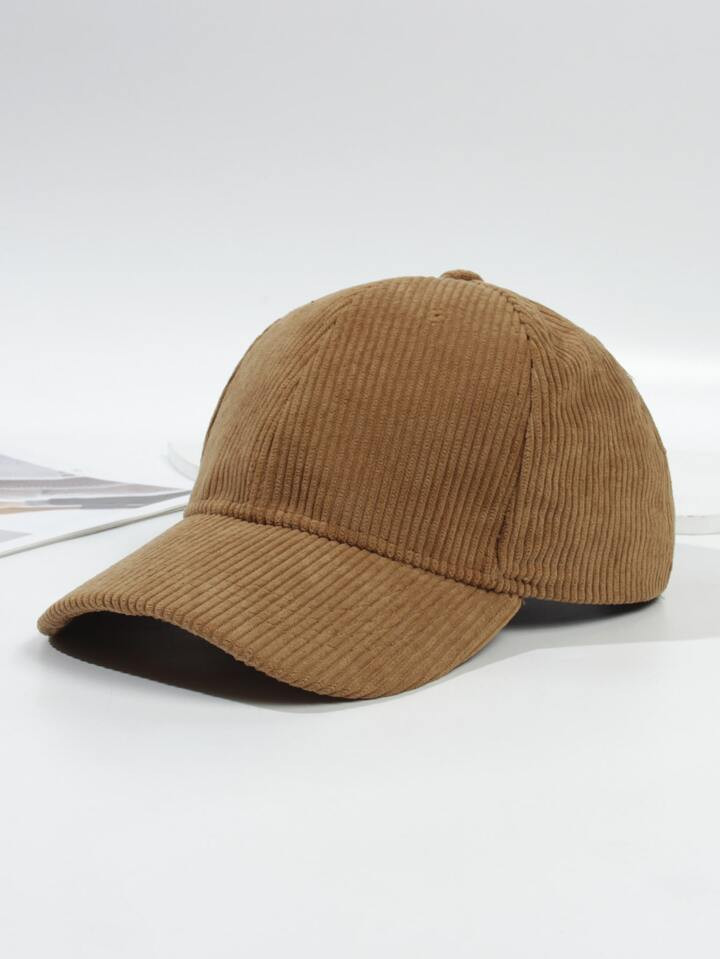 1pc Unisex Solid Color Corduroy Baseball Cap, Autumn & Winter Windproof And Uv Protection | SHEIN