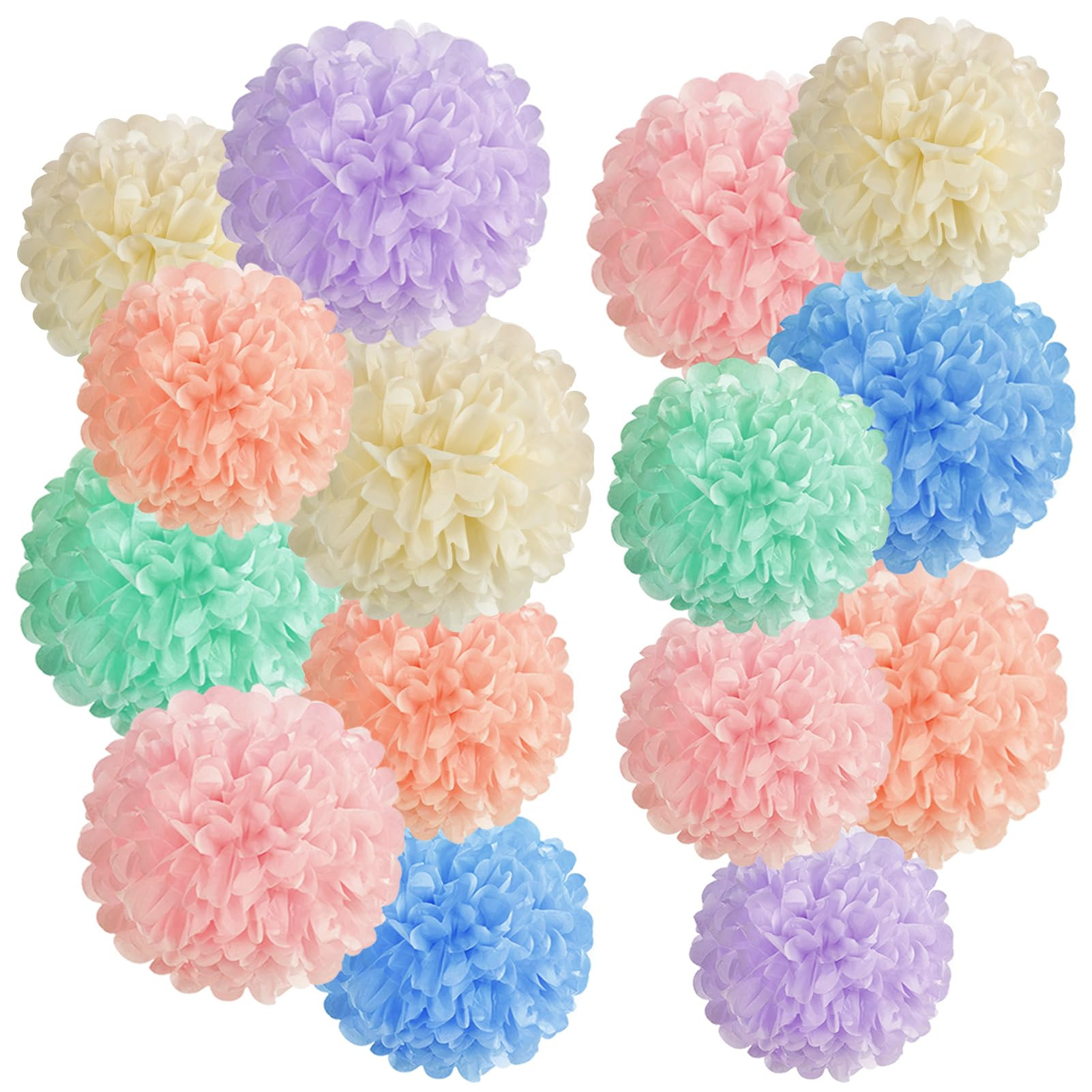 EASY JOY 15PCS Pastel Paper Tissue Pom Poms Decoration Macaron Rainbow Candy Ice Cream Easter Flo... | Amazon (US)