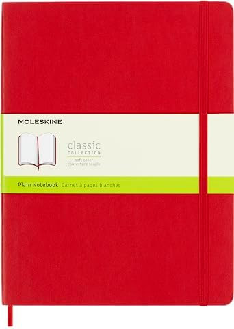Moleskine Classic Notebook, Soft Cover, XL (7.5" x 9.5") Plain/Blank, Scarlet Red, 192 Pages | Amazon (US)
