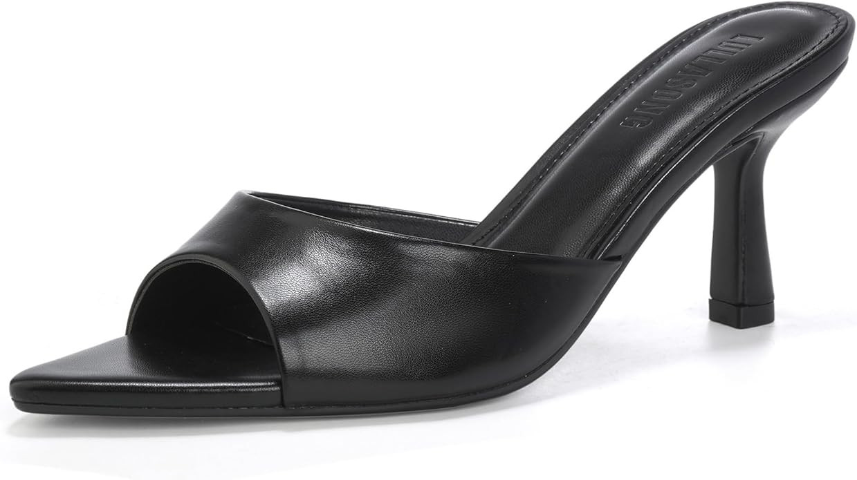 LULLASONG Women's Kitten Heels Open Pointed Toe Slip On Heels Mid Heeled Sandals for Women | Amazon (US)