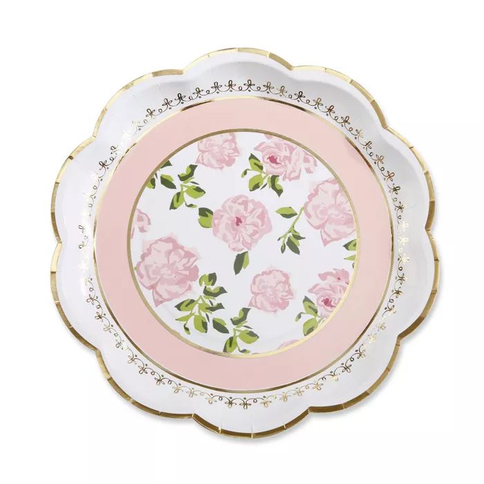 24ct Tea Time Premium Paper Plates Pink | Target