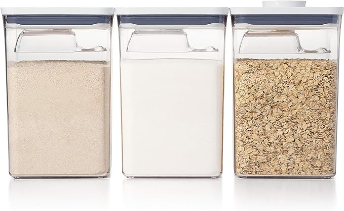 OXO Good Grips 6 Piece(3 Containers & 3 Scoops) Large Canister Set with Scoops, 4.4 qt each, Whit... | Amazon (US)