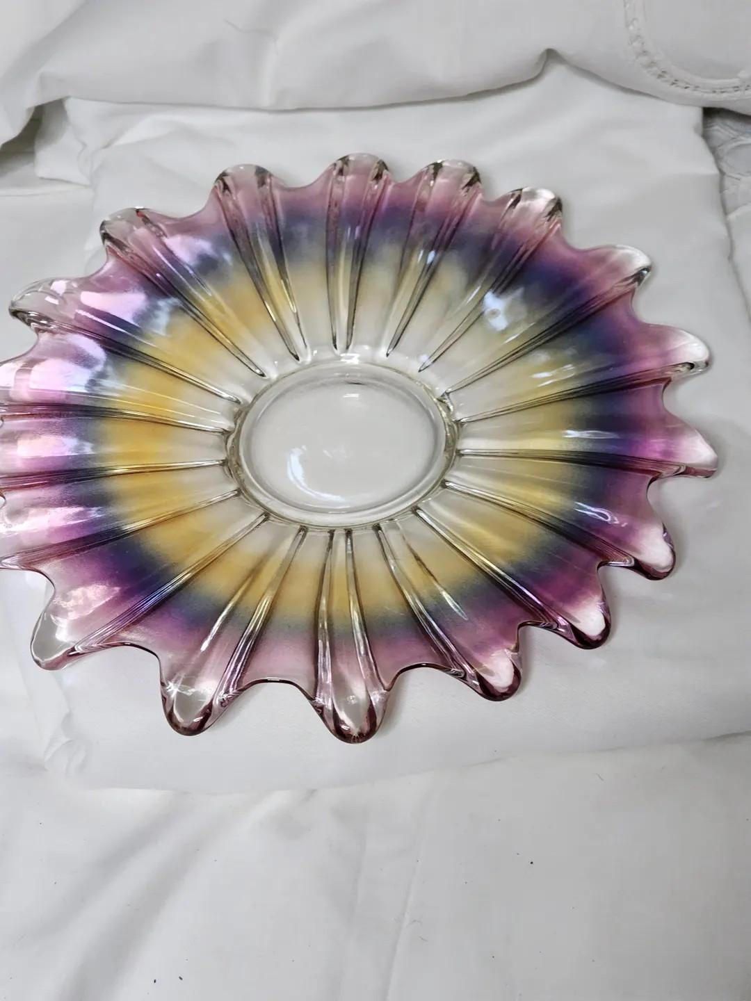 Federal Glass Celestial MARIGOLD PURPLE  Pink (Iridescent) Sandwich plate 11" | Etsy (US)