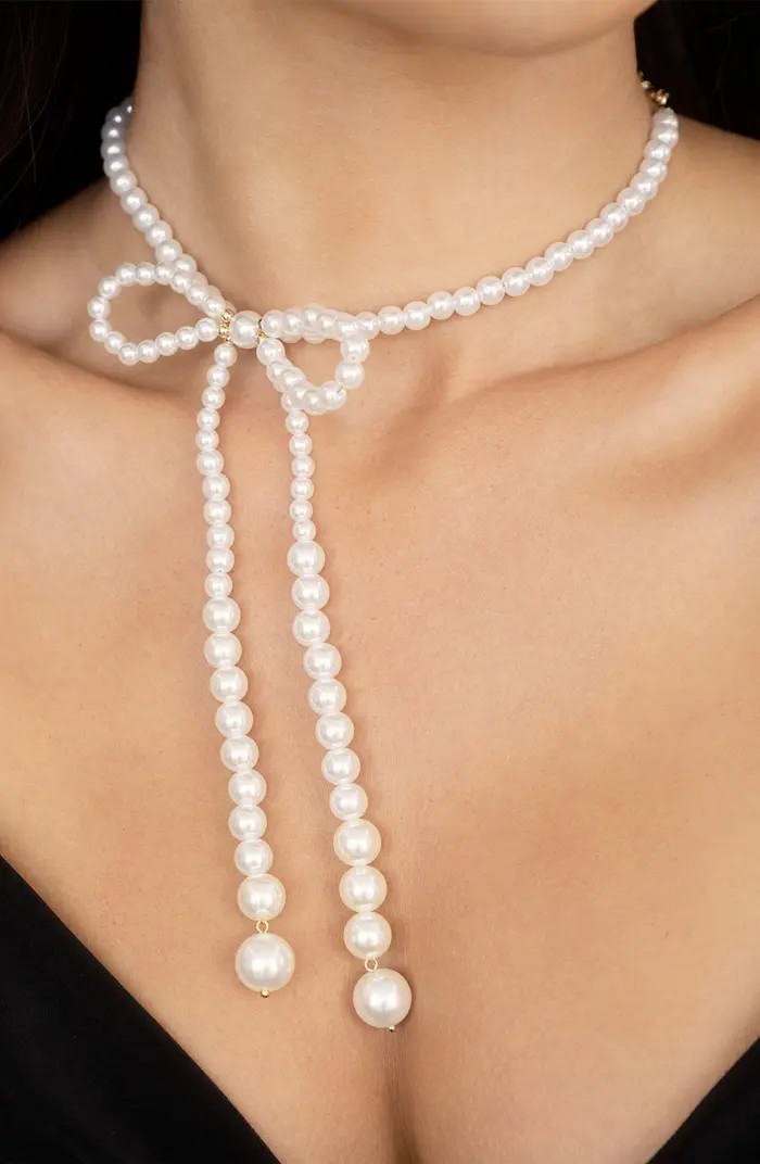 Faux Pearl Bow Choker Necklace | Nordstrom