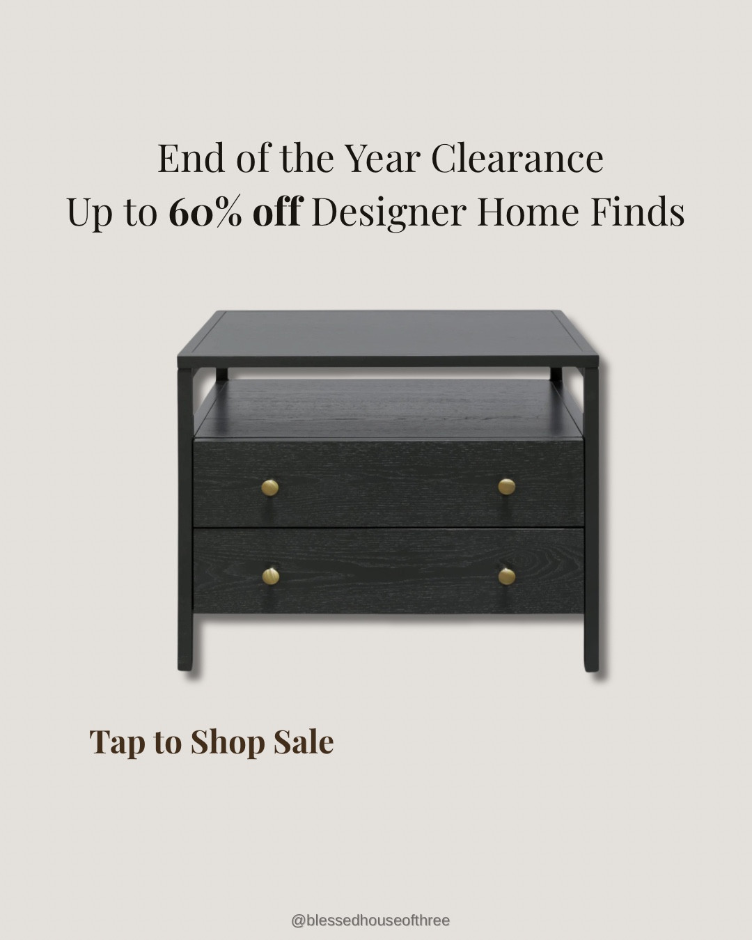 End of the year clearance is so good 👀 Up to 60% off designer home finds I love. This nightstand is a perfect example — clean lines, timeless design, and such a versatile piece for any bedroom or guest space. Don’t wait on these deals because sizes and styles are already selling out.

End of year clearance home decor sale, designer furniture deals, modern nightstand bedroom furniture, black wood nightstand with brass hardware, affordable designer home finds, high end home decor for less, bedroom furniture sale, guest room nightstand ideas, modern minimalist bedroom decor, timeless home furniture finds, neutral bedroom styling, home decor deals worth shopping, best furniture sales right now, LTK home decor sale finds


#LTKHome #LTKSaleAlert