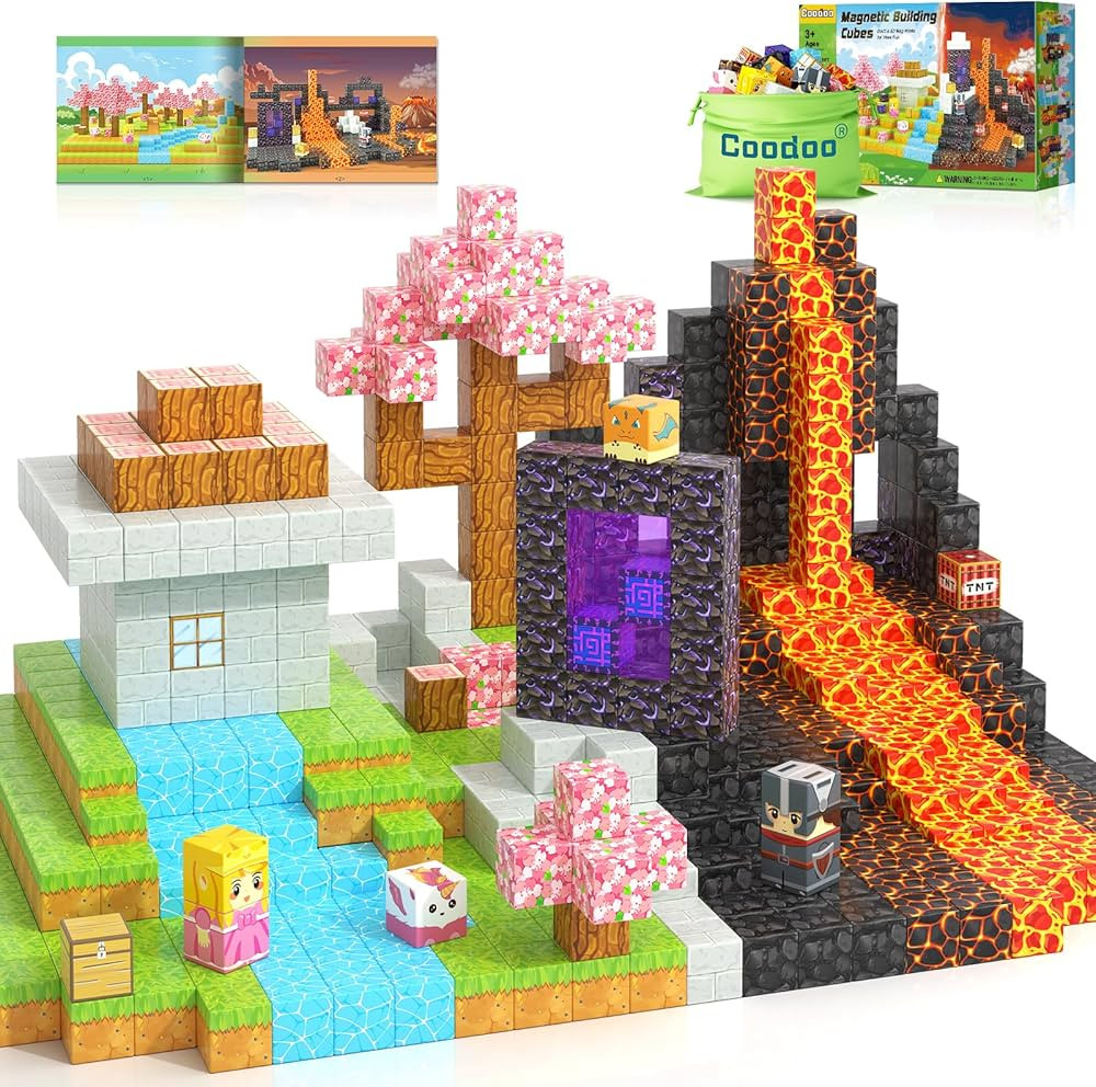Magnetic Blocks - Build Mine Magnet World Magic Portal Set, Magnetic Tiles 1" Building Blocks Tod... | Amazon (US)