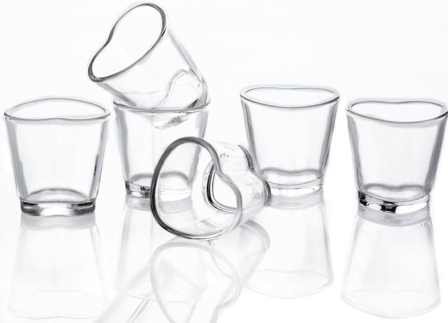 Heart Shot Glasses Set, Pink Shot Glass Cute For Bar Cart Accessories 1.5oz (6, Clear) | Amazon (US)