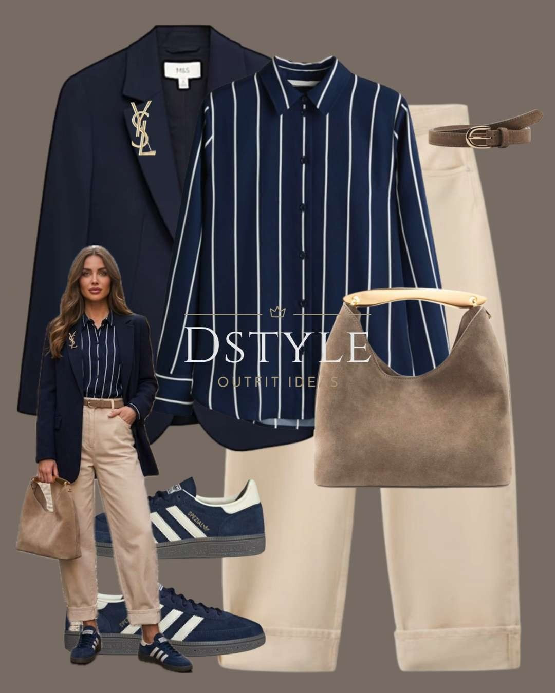 Navy & Neutral: The Ultimate Smart-Casual Uniform ✨

Looking for that perfect "put-together but effortless" look? This navy oversized blazer paired with cream denim is a timeless combo. I’ve styled it with a striped button-down and navy Adidas Spezial sneakers to keep it modern and comfortable. 

 #OldMoneyAesthetic #CasualChic #AdidasSpezial #QuietLuxury #WorkWearStyle #LTKootd #LTKWorkwear