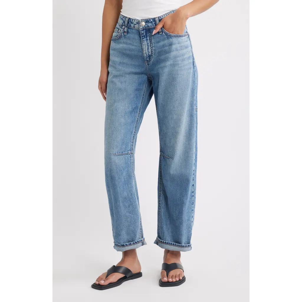 rag & bone Featherweight Stevie Mid Rise Tapered Jeans in Orian at Nordstrom, Size 32 | Nordstrom