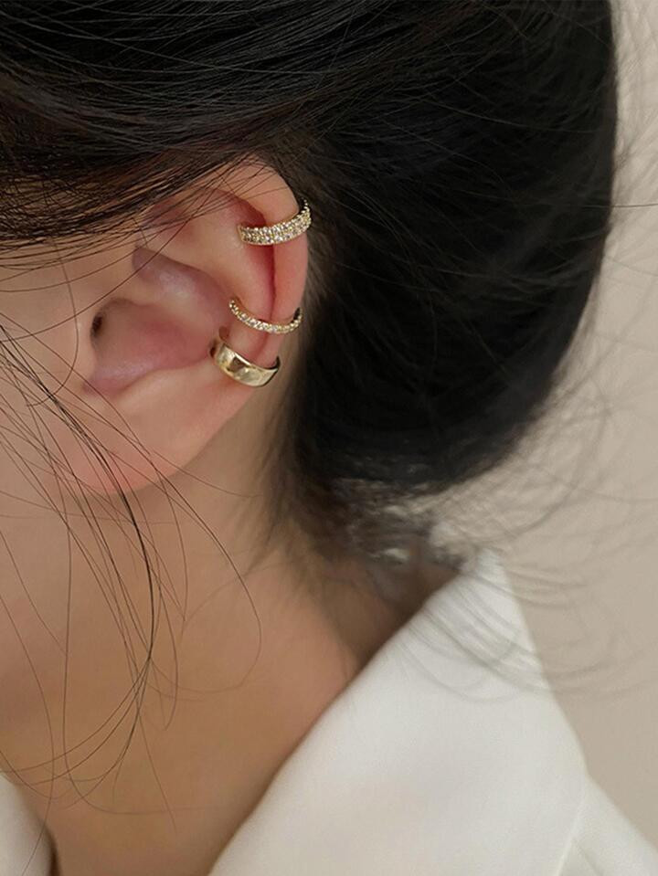 HOTNICE 3 piezas Cuff de oreja de un solo lado en forma de C | SHEIN