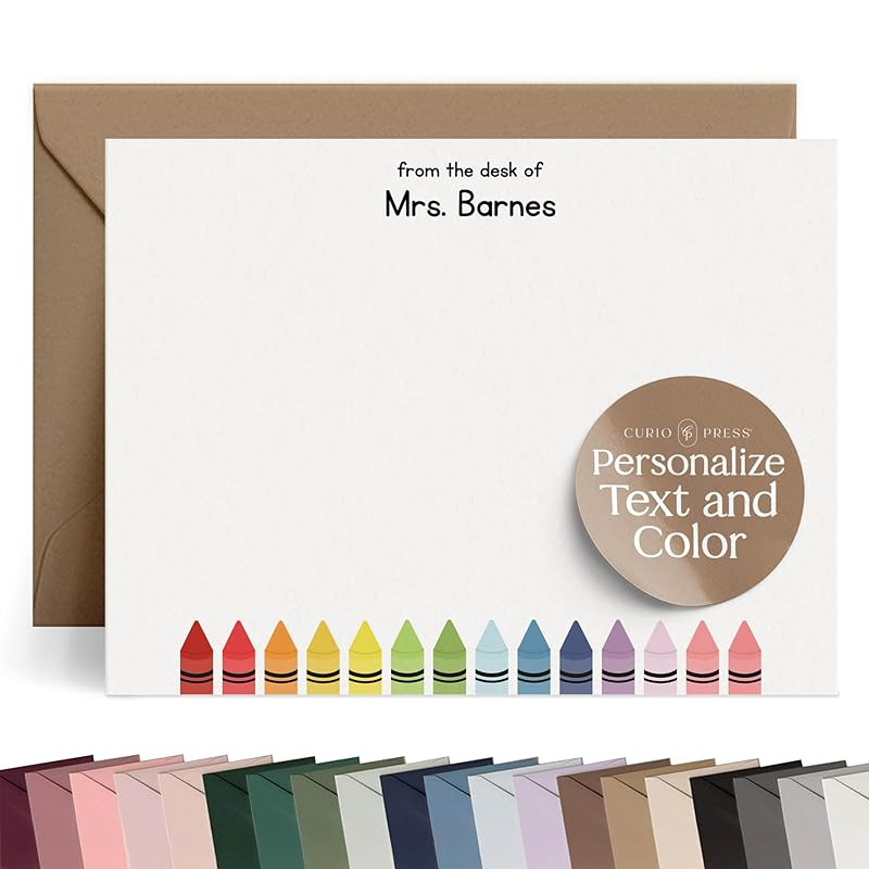 Personalized Stationery Set, Teacher Stationery Cards, Gifts for Teacher Appreciation, Custom Fla... | Amazon (US)
