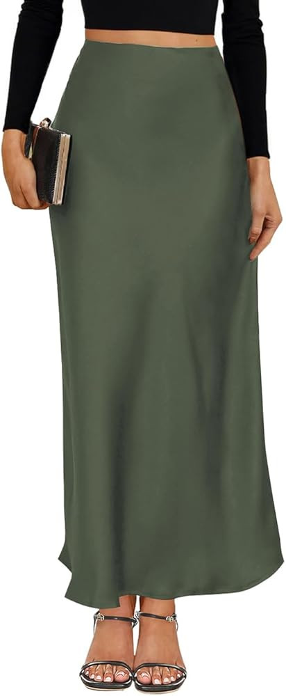VividMosaic 2025 Satin High Waisted Maxi Skirt Silk A-Line Spring Summer Casual Long Skirts for W... | Amazon (US)