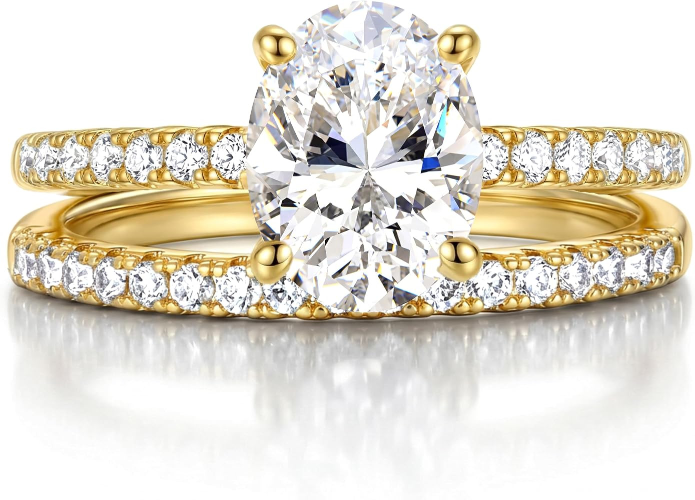 MILACOLATO Engagement Rings for Women Non Tarnish 14K Gold Plated Bridal Rings Sets Dainty Oval C... | Amazon (US)