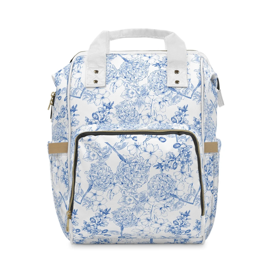 Grandmillennial Blue Multifunctional Backpack Grandmillennial Blue Baby Gift Southern Blue and Wh... | Etsy (US)