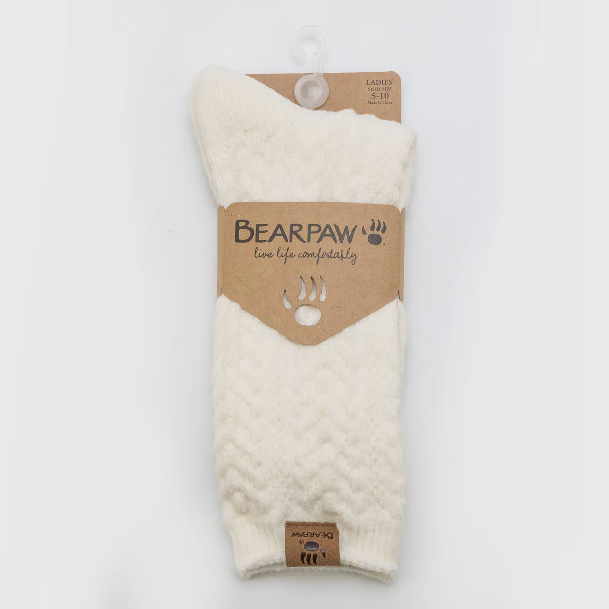 Bearpaw Women's Boot Crew Cable Socks 1pk - Egret | Target