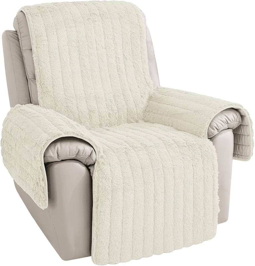 RBSC Home Plush Recliner Slipcover 38 Inches Ivory Chair Covers Artificial Wool Lazy Boy Cover So... | Amazon (US)